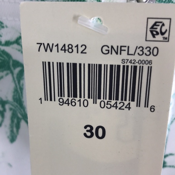 NEW Lucky Brand Low Rise Crop Jeans Palm Green/ White Tropical Print Sz 10/30 - Picture 5 of 14